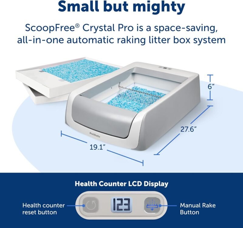 PetSafe ScoopFree Crystal Pro Self Cleaning Litter Box, Automatic Cat Litter Box, Includes Disposable Crystal Litter Tray (Grey, Uncovered) - Image 3