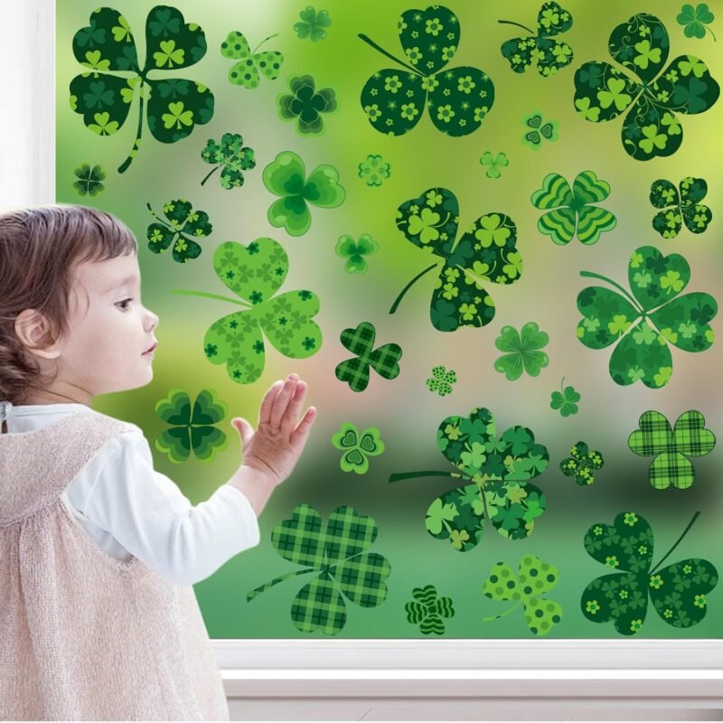 St Patricks Day Decorations, 119 PCS Extra Large Shamrock Stickers Window Clings Decor, St Patricks Day Accessories, Reusable Saint Party Supplies for Home Office School - Image 6