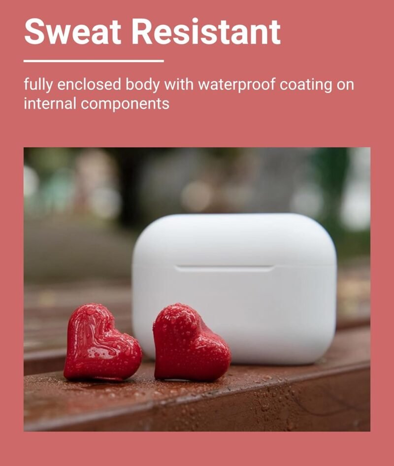 Jectse Earbuds, Heart Shaped Bluetooth Headphones Noise Canceling Stereo in Ear Light Weight Earphones Cordless Earphone for Sports - Image 6