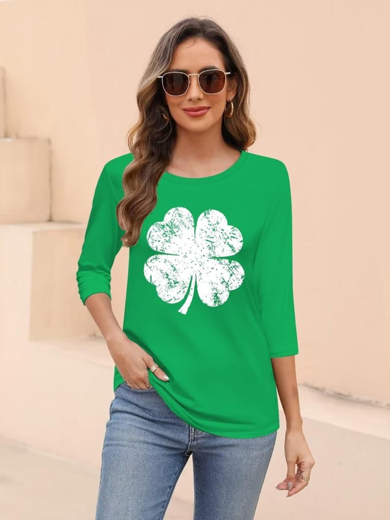 Zeagoo Women's Casual 3/4 Sleeve T-Shirts Round Neck Cute Tunic Tops Basic Tees Blouses Business Work Tee Top - Image 2