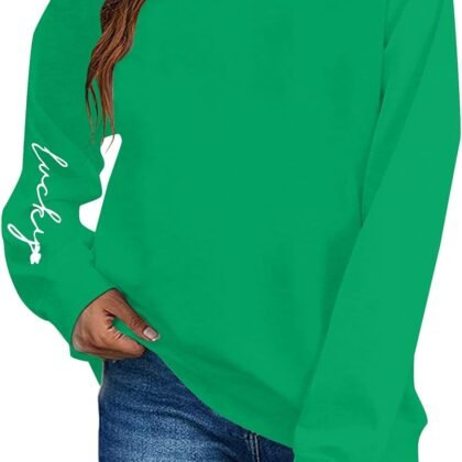 FLOYU St Patricks Day Sweatshirt Women Lucky Clover Pullover Irish Sweatshirts Saint Patrick's Shamrocks Long Sleeve Shirt