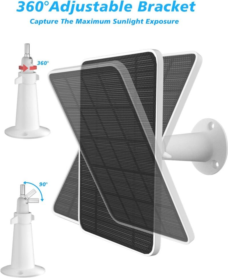 Solar Panel Charger Compatible with Arlo Pro 5S/Pro 4/Pro 3/Pro 3 Floodlight/Ultra/Ultra 2 Camera, 6V 4.5W Solar Panels Charging IP65 Weatherproof w/ 9.8ft Charging Cable Adjustable Wall Mount, 2 Pack - Image 6