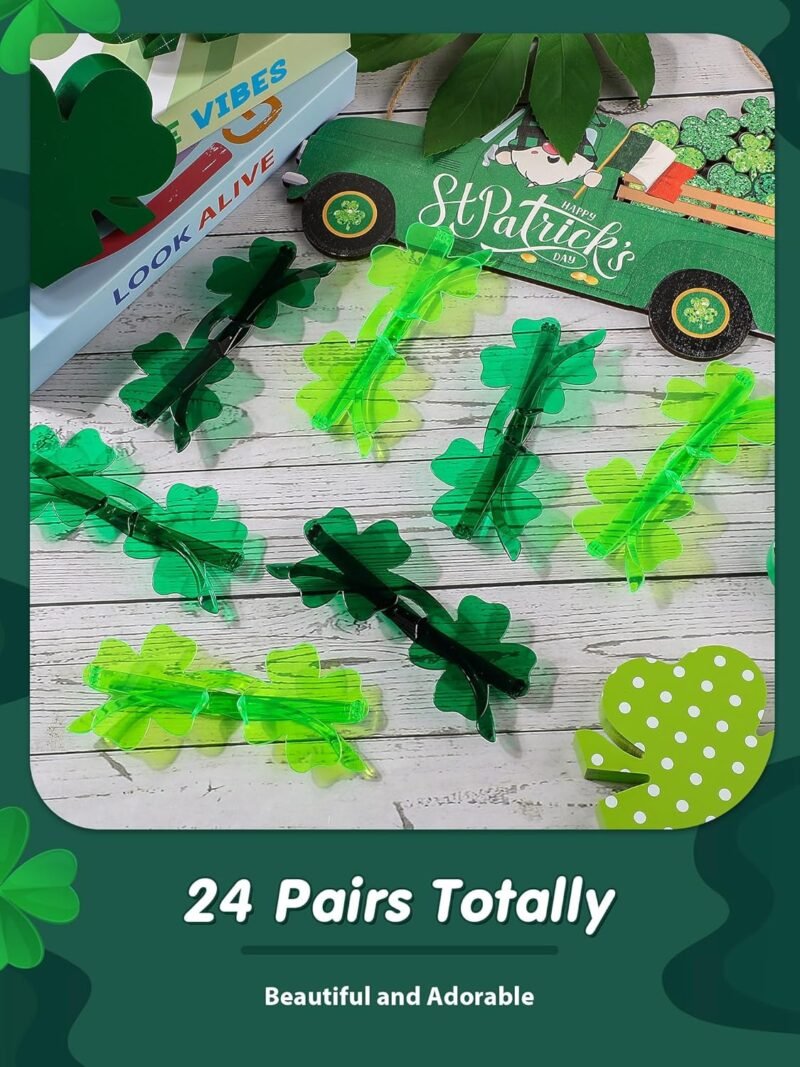 St. Patricks Day Shamrock Sunglasses Bulk Irish Shamrock glasses Green Clover Eyewear St Patrick Party Favor Supply - Image 5