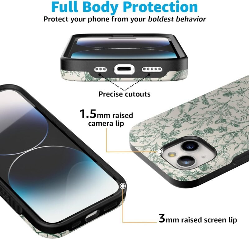 Casely iPhone 14 Case | Sage Garden | Green Floral | Compatible with MagSafe | Bold Protective Design - Image 2