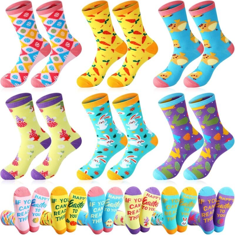 Cuffbow 12 Pairs Easter Sock Gift Bulk for Women Men Adult Teacher Nurse Doctor Christmas Xmas Holiday Festival Sock Gift
