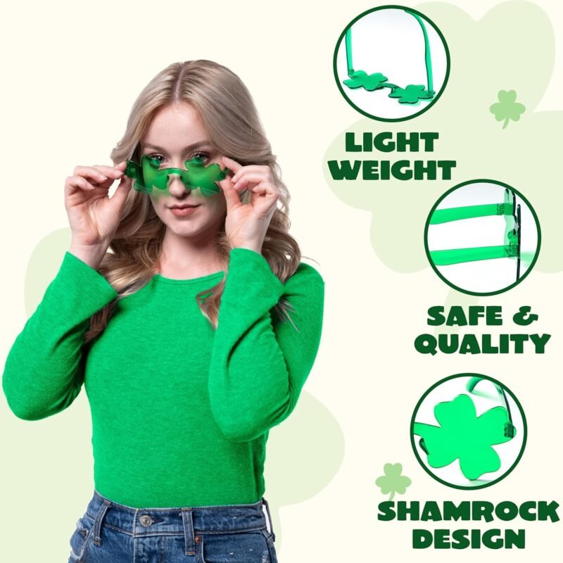JOYIN 6 Pairs St. Patricks Day Shamrock Sunglasses, Shamrock Glasses Clover Eyewear, St Patrick Accessory Party Favor Supply - Image 4