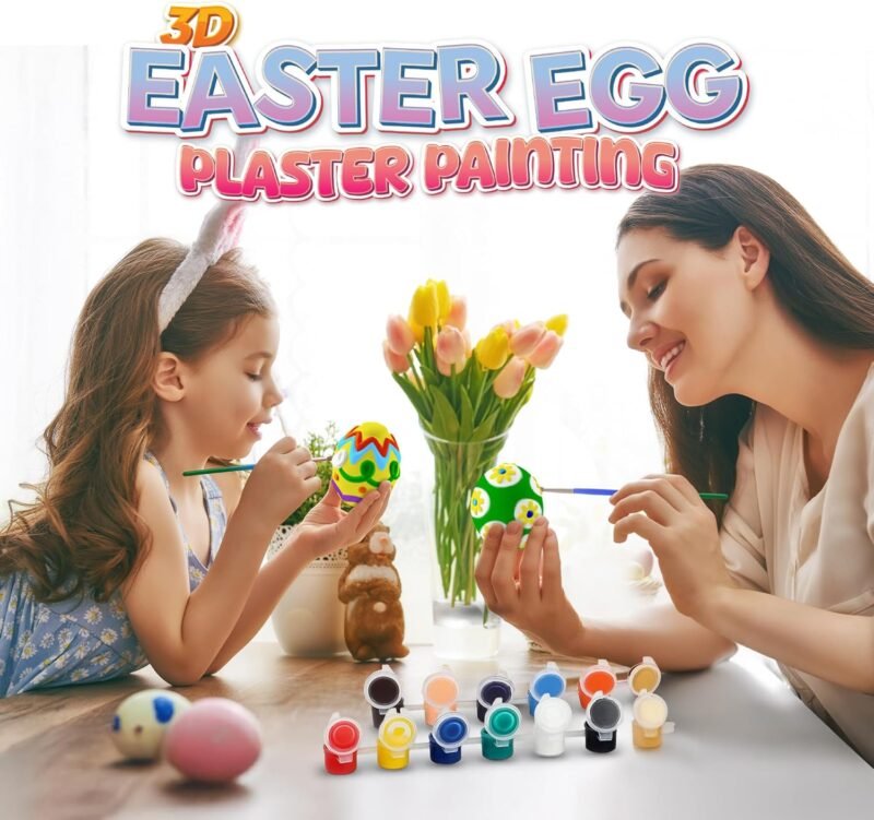 ArtCreativity 3D Easter Egg Painting Kit - Easter Craft Kit Includes Molds, Paint, Brushes for Kids & Adults - Ceramic Plaster Painting Kit - DIY Gifts for Spring - Basket Stuffers - Image 2