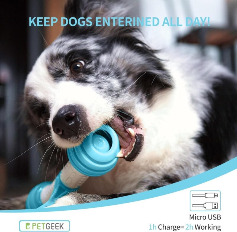 PETGEEK Interactive Dog Toys, Automatic Toys for Dogs to Keep Them Busy, Electronic Dog Bones with Safe & Durable Material, Equipped with Rechargeable USB (Blue) - Image 7