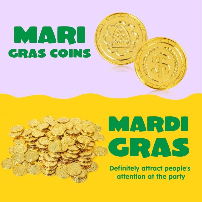 JOYIN 100 PCS St.Patrick's Day Coins, Plastic Fake Gold Coins, Doubloons Iris, Play Treasure for Mardi Gras, St. Patricks Party Decorations Favors, Hunt Game Supplies, Children's Party Favors - Image 8