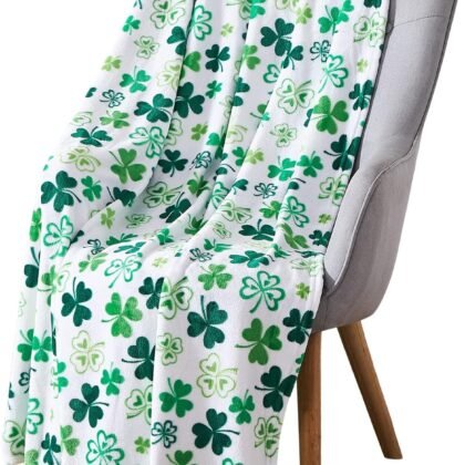 St. Patrick's Day Soft Throw Blanket: Greens of Ireland Clovers and Shamrocks Design (Shamrock Shenanigans)
