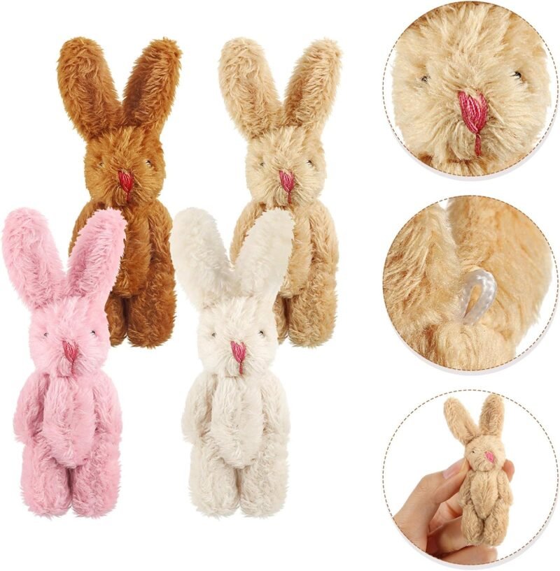 20 Pieces Mini Plush Rabbit Tiny Joint Rabbit 2.4 Inch Small Bunny Doll Soft Bunny Stuffed Animal Toys for Easter Birthday Cake Wedding Decorations Party Favors (Long Plush Style) - Image 3