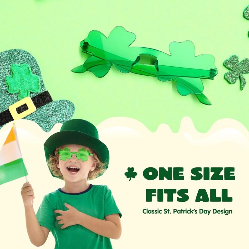 JOYIN 6 Pairs St. Patricks Day Shamrock Sunglasses, Shamrock Glasses Clover Eyewear, St Patrick Accessory Party Favor Supply - Image 5