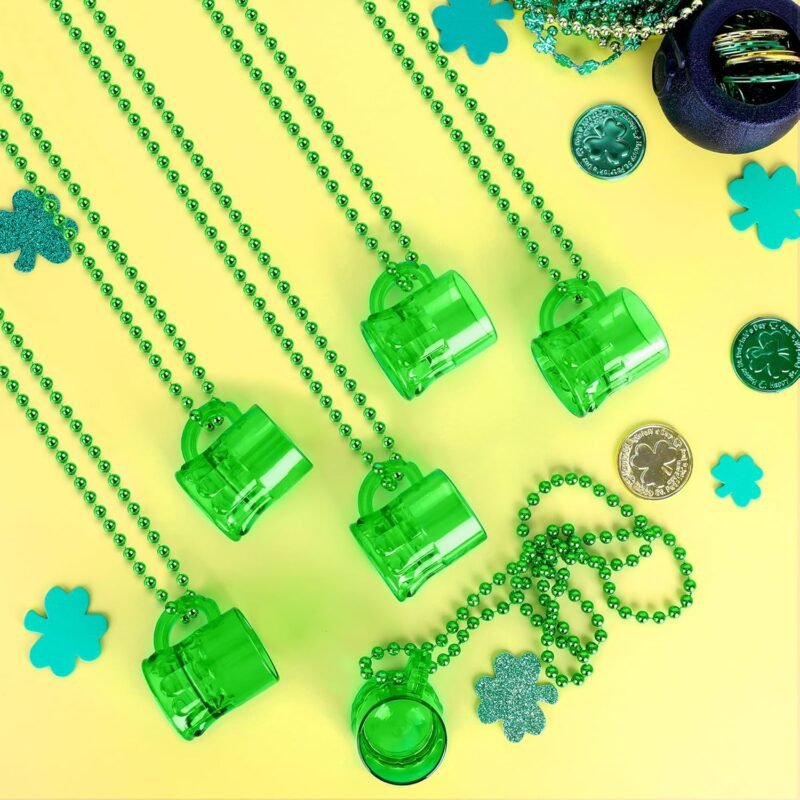 St Patricks Day Accessories, 12PCS St. Patrick's Day Green Beer Mug Beads, Irish Saint Patrick Necklaces Gifts Decorations, St Patricks Day Accessories Bulk Parade Procession Celebrations Party Favors - Image 3