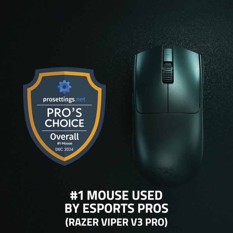 Razer Viper V3 Pro Wireless Esports Gaming Mouse: Symmetrical - 54g Lightweight - 8K Polling - 35K DPI Optical Sensor - Gen3 Optical Switches - 8 Programmable Buttons - 95 Hr Battery - Black - Image 2