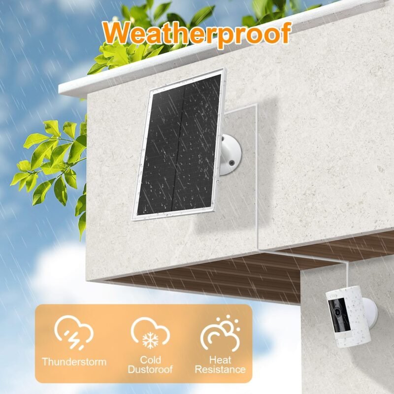 Ring Camera Solar Panel, Compatible with Ring Stick Up Cam Battery, Ring Spotlight Cam Battery, Not for Spotlight Plus/Pro, Waterproof, 6W Fast Charging, DC3.5mm Plug (White) - Image 5