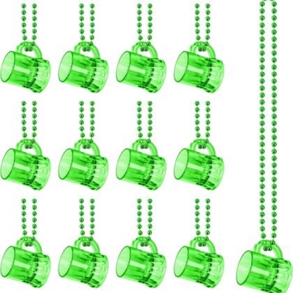 St Patricks Day Accessories, 12PCS St. Patrick's Day Green Beer Mug Beads, Irish Saint Patrick Necklaces Gifts Decorations, St Patricks Day Accessories Bulk Parade Procession Celebrations Party Favors