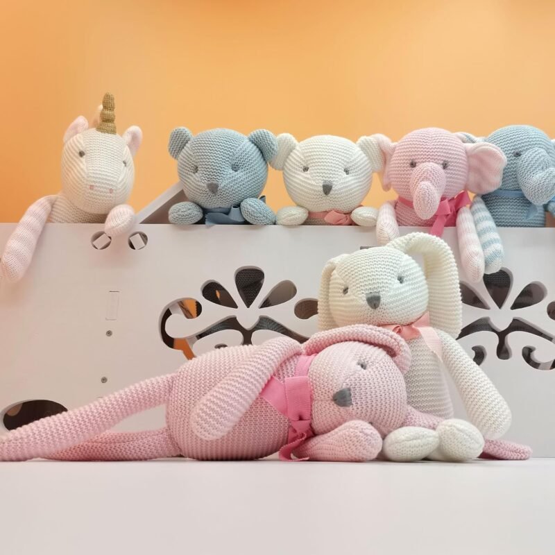 Organic Baby Toys White Bunny Rabbit Stuffed Animal for Newborn 7.1" - Image 5