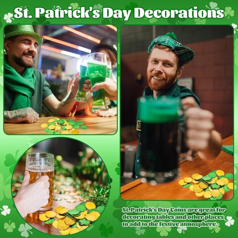 St Patrick's Day Decorations Plastic Gold Coins, 120 Pieces Shamrock Lucky Coins for St Patricks Day Decorations Favors - Image 4