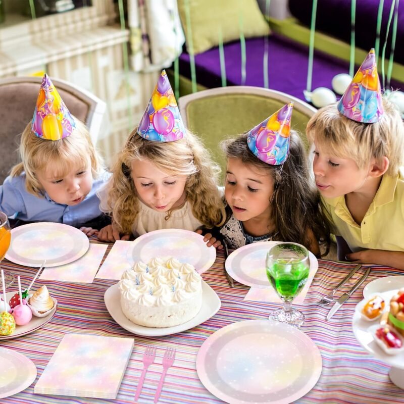 200Pcs Pastel Rainbow Plates Napkins Pastel Birthday Party Decorations Dessert Tableware Set Cake Dinnerware Rainbow Cloud Paper Plates for Birthday Baby Shower Wedding Decor Supplies Serve 50 - Image 5