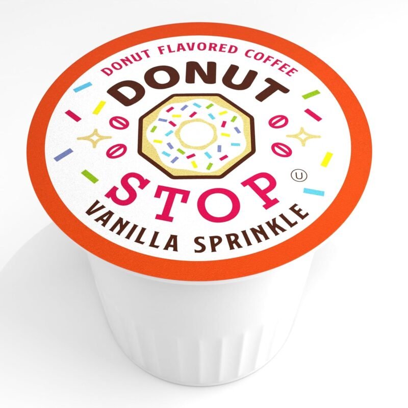 Donut Stop Vanilla Sprinkle Flavored Coffee Pods, 40 Count, Compatible with 2.0 K-Cup Brewers, Medium Roast, Kosher Certified - Image 3