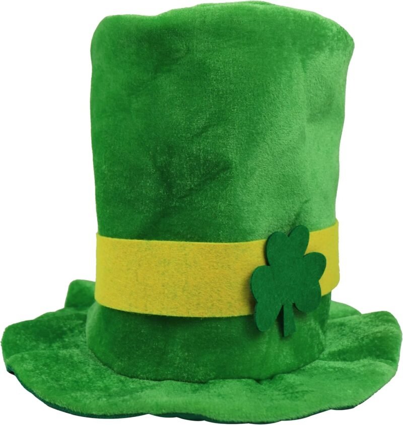 GiftExpress Top Hat, Shamrock Green Velvet, St. Patrick's Day Costume Hat for Men and Women, Irish Leprechaun Party Favors