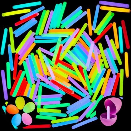 JOYIN 200 Mini Glow Sticks(1.7"), 8 Colors, Glow in The Dark for Easter Eggs Party Favors,Easter Basket Stuffer Party Pack, Weddings Classroom Decorations Prizes