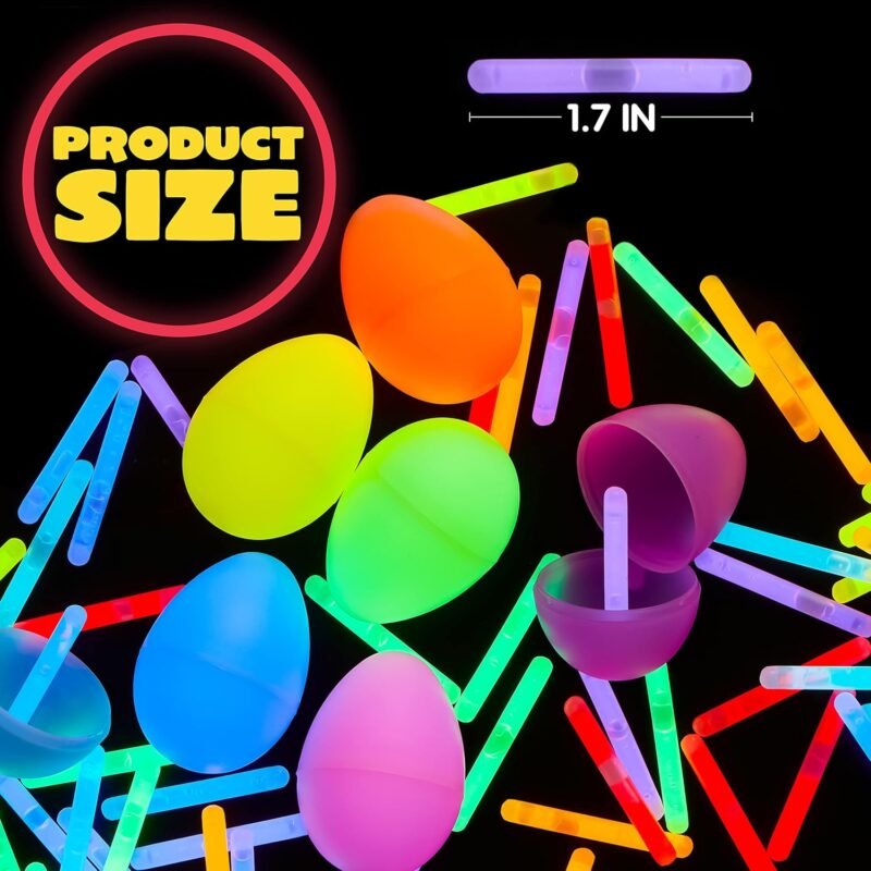 JOYIN 200 Mini Glow Sticks(1.7"), 8 Colors, Glow in The Dark for Easter Eggs Party Favors,Easter Basket Stuffer Party Pack, Weddings Classroom Decorations Prizes - Image 6