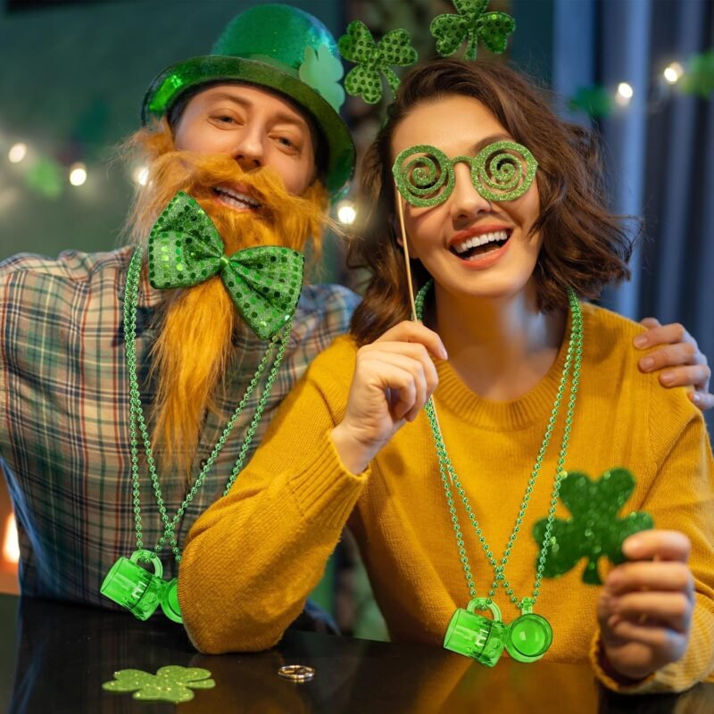 St Patricks Day Accessories, 12PCS St. Patrick's Day Green Beer Mug Beads, Irish Saint Patrick Necklaces Gifts Decorations, St Patricks Day Accessories Bulk Parade Procession Celebrations Party Favors - Image 6