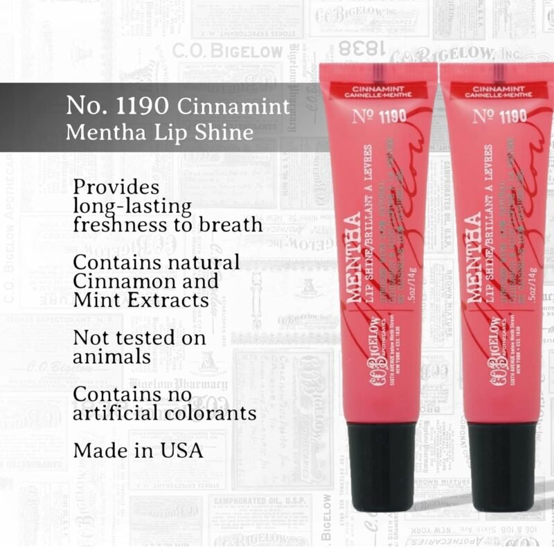 C.O. Bigelow Cinnamint Mentha Lip Shine Balm Trio, Lip Gloss & Balm Tubes, 3 Pack, 0.5 oz / 14g each - Image 3