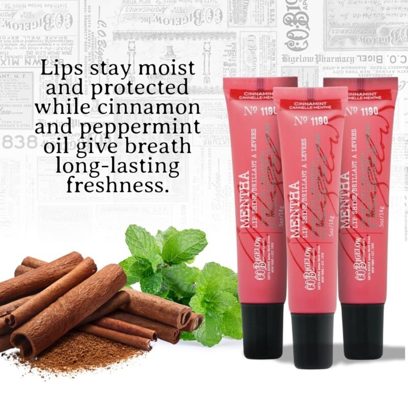C.O. Bigelow Cinnamint Mentha Lip Shine Balm Trio, Lip Gloss & Balm Tubes, 3 Pack, 0.5 oz / 14g each - Image 5