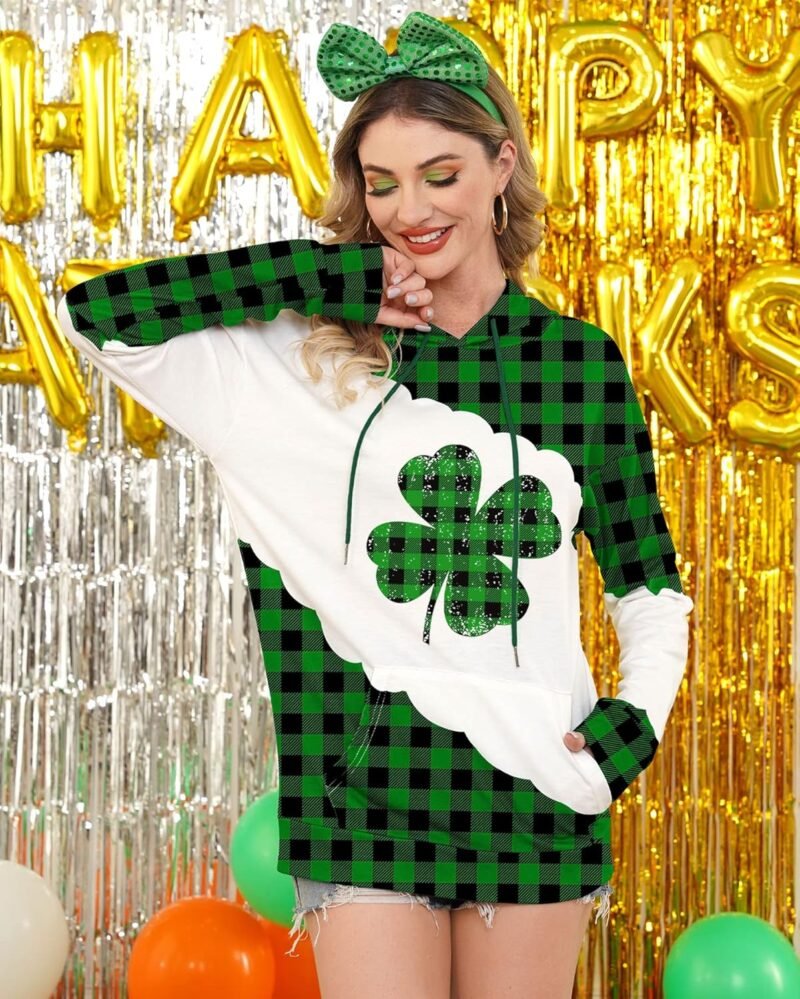 For G and PL Women's St. Patrick's Long Sleeve Shamrock Hoodie with Pockets - Image 4