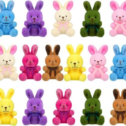 Elcoho 16 Pack Easter Plush Bunnies Stuffers Bunny Plush Bunny Animals Easter Baskets Filler Easter Party Favor