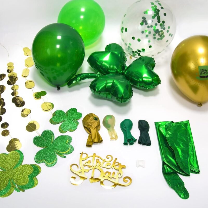 Cheerland St Patricks Day Balloon Arch St Patrick Party Decoration Glitter Lucky Clover Green Gold Shamrock Balloon Irish Balloons Garland Set Party Decorations Hanging Party Favors -Pack of 33 - Image 4