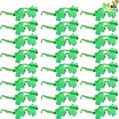 JOYIN 24 Pairs St. Patricks Day Shamrock Sunglasses, Shamrock Glasses Clover Eyewear, St Patrick Accessory Party Favor Supply