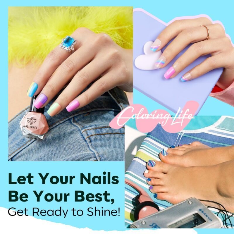 modelones Nail Polish Set, 6 Colors 2025 Spring Summer Macaron Pastel Nail Polish Soft Pink Purple Blue Green Orange Quick Dry Nail Polish Kit Salon Home DIY Manicure Kit - Image 6
