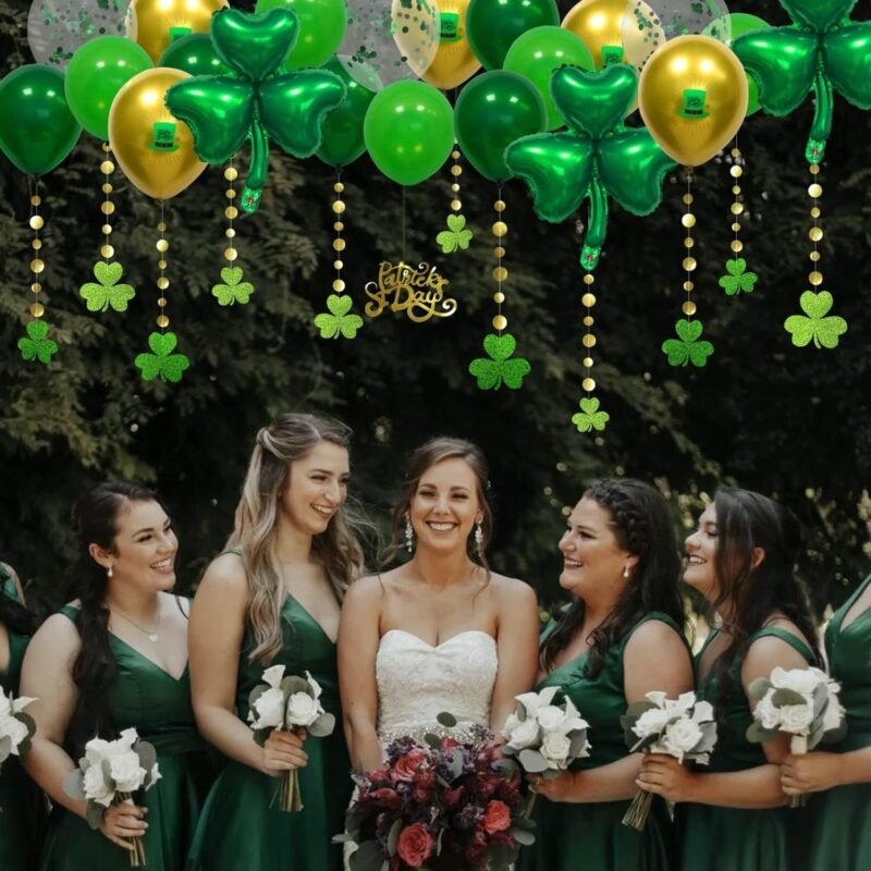 Cheerland St Patricks Day Balloon Arch St Patrick Party Decoration Glitter Lucky Clover Green Gold Shamrock Balloon Irish Balloons Garland Set Party Decorations Hanging Party Favors -Pack of 33 - Image 2