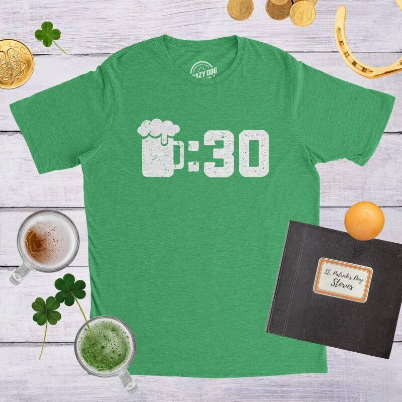 Mens Beer Thirty T Shirt Funny Drinking Saint Patricks Day Sarcastic Irish Tee - Image 3