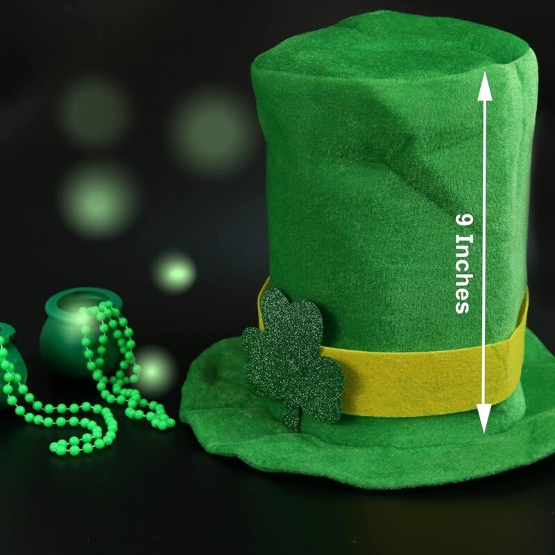 GiftExpress Top Hat, Shamrock Green Velvet, St. Patrick's Day Costume Hat for Men and Women, Irish Leprechaun Party Favors - Image 4