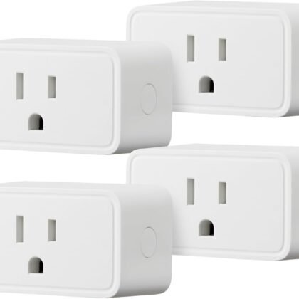 Amazon Basics Smart Plug, Works with Alexa Only, 2.4 GHz Wi-Fi, No Hub Required, 4 Pack, White
