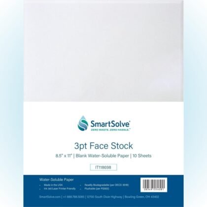 3 pt. Water-Soluble Paper | Dissolves Quickly in Water | Biodegradable | Eco-Friendly | Printer Compatible | Crafts, Drawing, Notes | Letter Size, 8.5” x 11” | Pack of 10 White Sheets