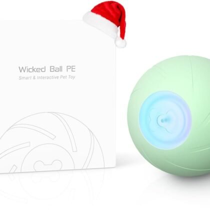 Cheerble [3 Interactive Modes Intelligent Interactive Dog Toy Ball with LED Lights, Wicked Ball PE, Jumping Activation Ball for Medium/Large Dog, DC Rechargeable (Green)