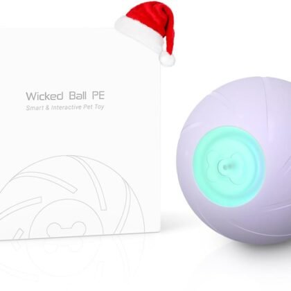 [3 Interactive Modes] Cheerble Intelligent Dog Toy Ball with LED Lights, Wicked PE, Made of Natural Rubber, Jumping Activation for Medium/Large Birthday Gift, DC Rechargeable Purple
