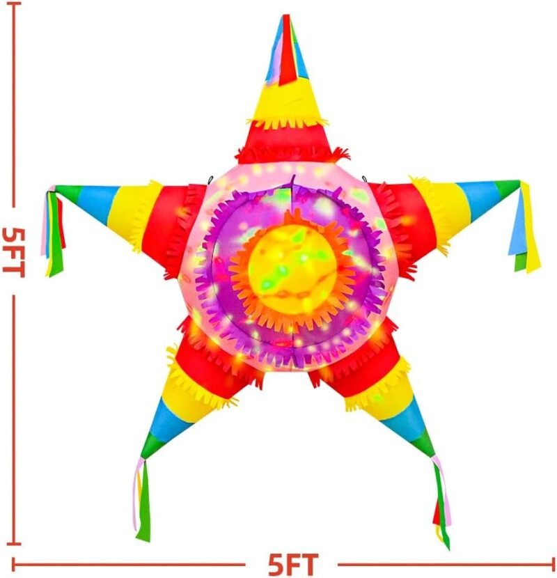 KOOY 5FT Cinco De Mayo Inflatables Fiesta Party Decorations Blow Up Star Pinata May 5 Mexican Decor with LED Lights for Holiday Outdoor Garden Lawn Yard - Image 5