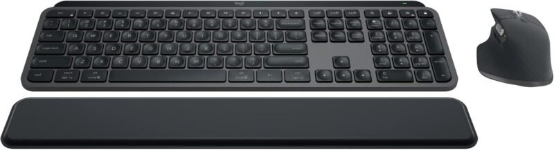 Logitech MX Keys S Combo - Performance Wireless Keyboard and Mouse with Palm Rest, Customizable Illumination, Fast Scrolling, Bluetooth, USB C, for Windows, Linux, Chrome, Mac