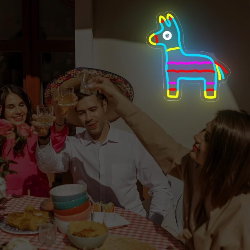 Donkey Pinata Blow neon signs Mexican LED neon lights for wall decoration，Cinco De Mayo Neon Sign Mexican party decoration, Cinco de Mayo party decoration for bedrooms, game rooms, children's rooms, family bars, party shops, gifts - Image 4