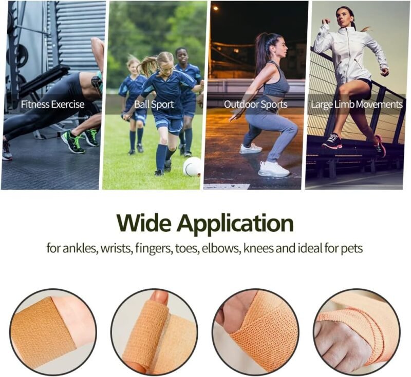 12/24/48pcs Self Adhesive Bandage Wraps, 1/2/3/4in 5 Yards, Multicolor/Skin Color, for Sports, Wrist, Ankle, Swelling and Vet Wrap - Image 4