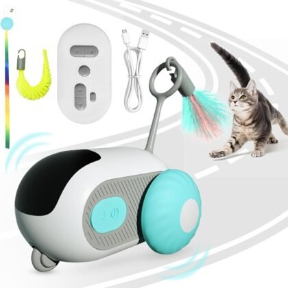 Remote Control Smart Electric Interactive Cat Toy Smart Turbo Tail Automatic Car Toys for Indoor Bored Cats Robot Rc Cat Mental Stimulation Toys Usb Rechargeable Gravity-Sensing Movement Pet Toy
