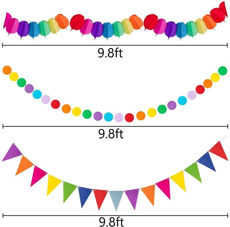 35PCS Fiesta Paper Fan Party Decorations Set - Cinco De Mayo Pom Poms,Pennant,Garland String,Banner,Hanging Swirls Decor Supplies（Multicolored) - Image 4
