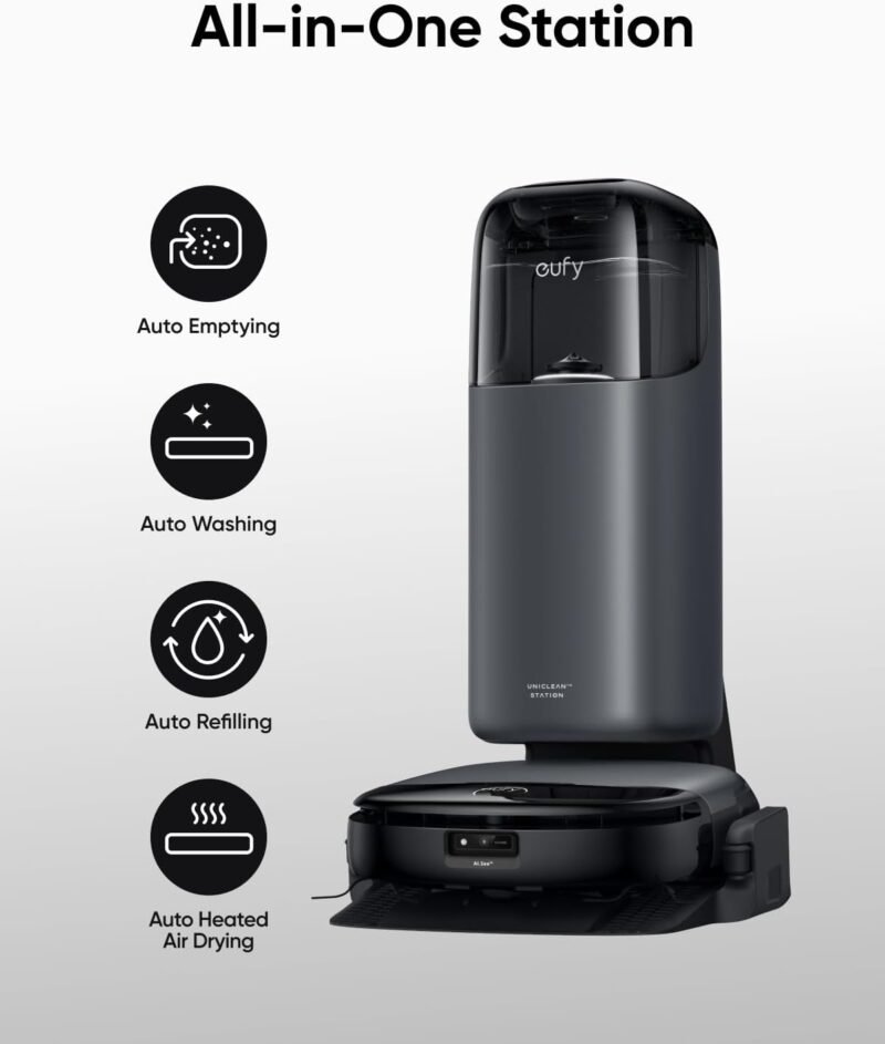 eufy S1 with All-in-One Station, HydroJet Robot Vacuum and Mop Combo, 8,000 Pa Suction, Smart Obstacle Avoidance, Multi-Level Mapping, Mop Auto-Retraction, Perfect for Pet Hair - Image 3