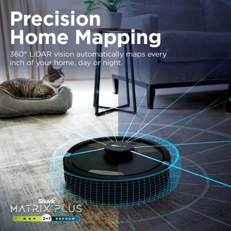 Shark Robot Vacuum & Mop Combo, Powerful Suction, Matrix Plus, 60-Day Debris Capacity, HEPA Bagless Self Empty Base, Sonic Mopping, Home Mapping for Pet Hair, Carpets & Hardfloor, Black/Gold, AV2610WA - Image 10